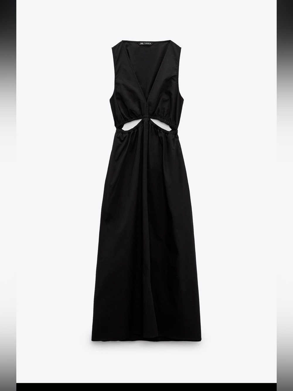 Zara Black Sleeveless Cutout Midi Dress